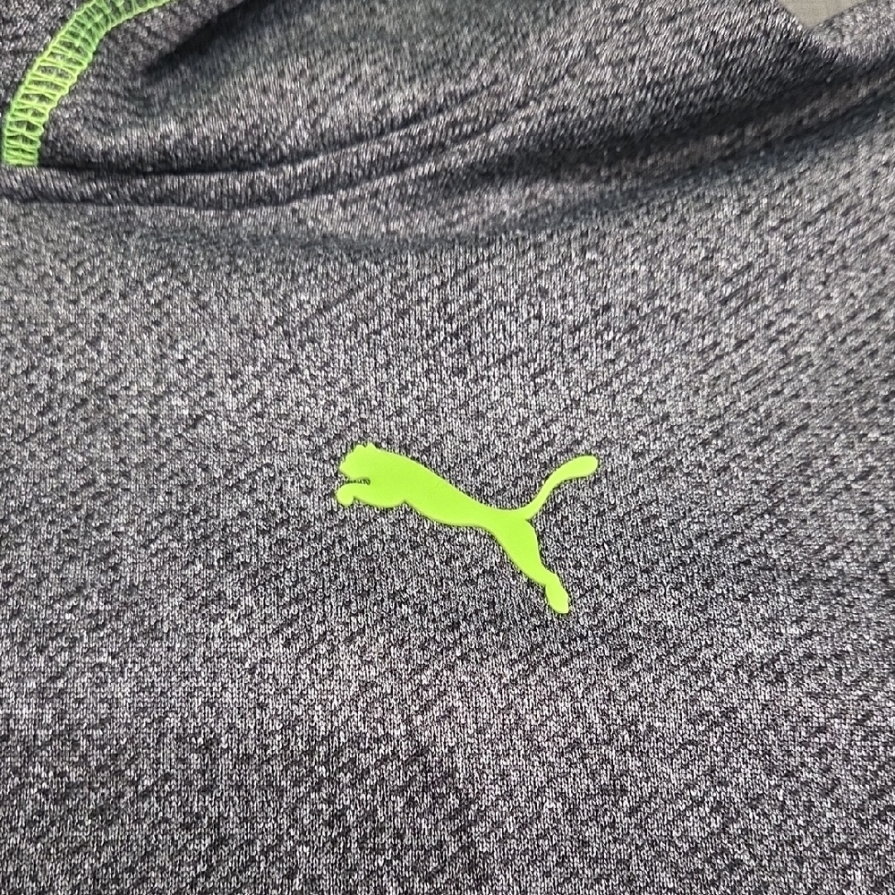 Puma Kids Gray Hoodie with Lime Accents Med 10/12 - Picture 2 of 4